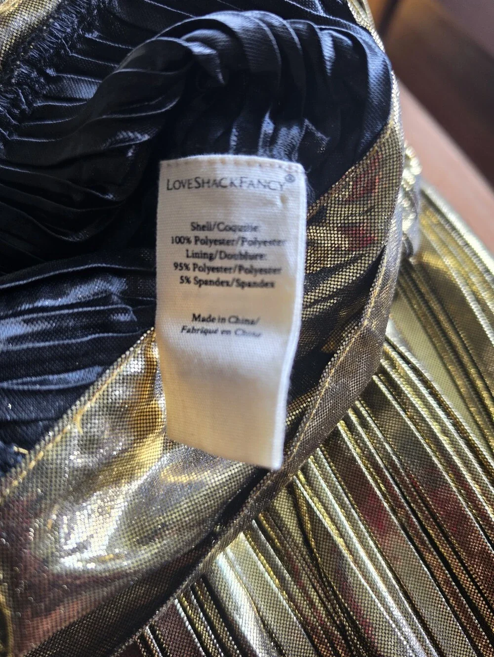 LoveShackFancy Missy Shine Crop Top & Nolita Skirt Set Metallic Gold Sz M